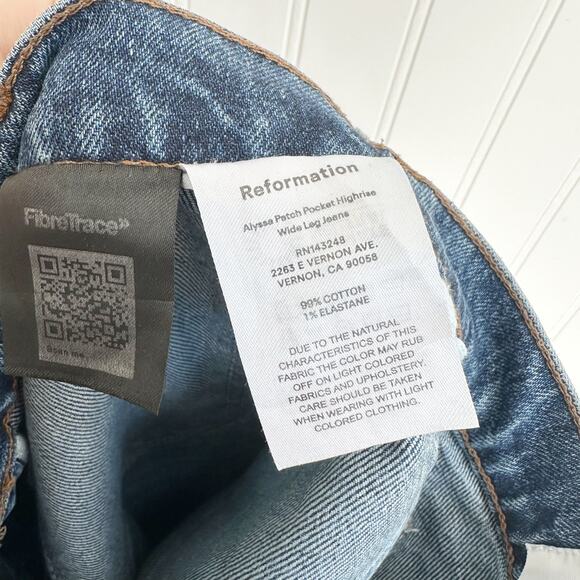 Reformation Alyssa Patch Pocket High Rise Wide Leg Jeans Denim Womens - Picture 5 of 7